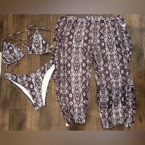 4x three-piece swimsuit set with cover-up new never worn